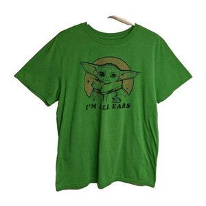 Star Wars Shirt Men Large Grogu I'm All Ears Green Baby Yoda Mandalorian Tee L
